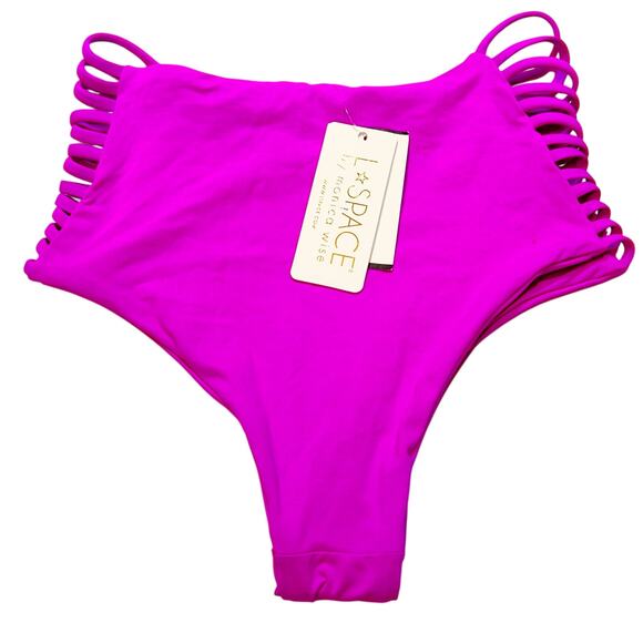 L Space Bikini Bottom Harrington Bitsy Size XS Bright Fuchsia Pink Swimwear New - Picture 4 of 8